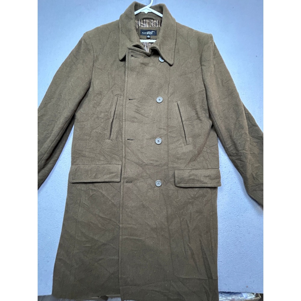 Black Rivet Overcoat Wool Blend Olive Brown XL Mens